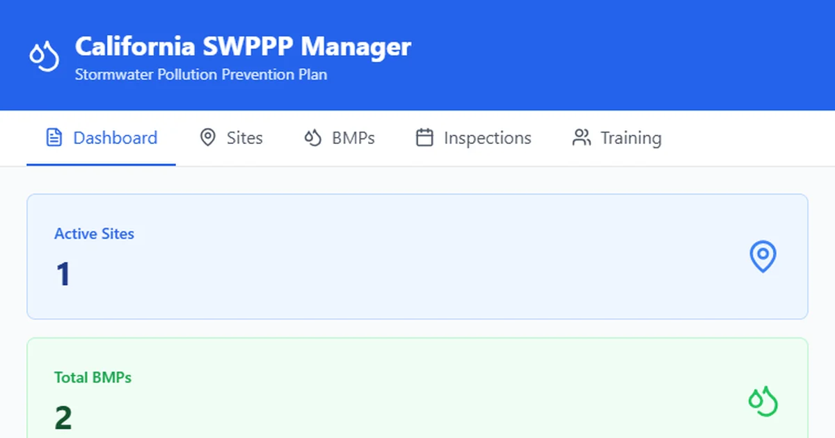 California SWPPP Manager - Stormwater Compliance Tracker | Claude