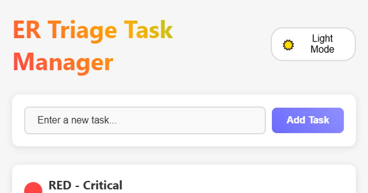 ER Triage Task Manager | Claude | Claude