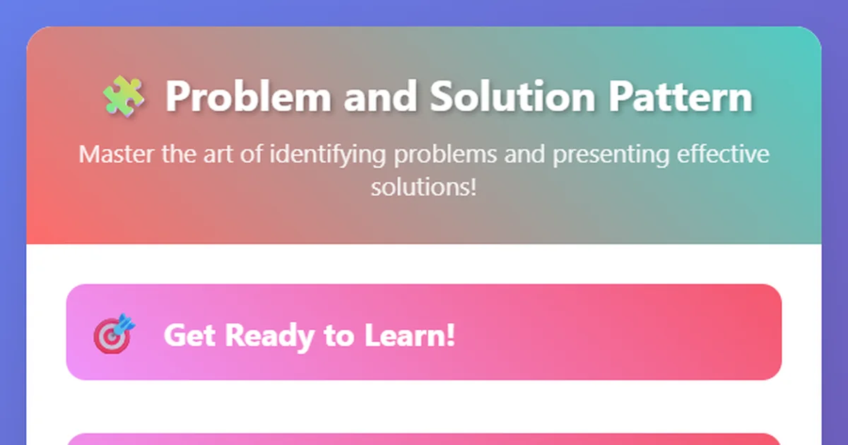 Interactive Problem and Solution Pattern Lesson | Claude