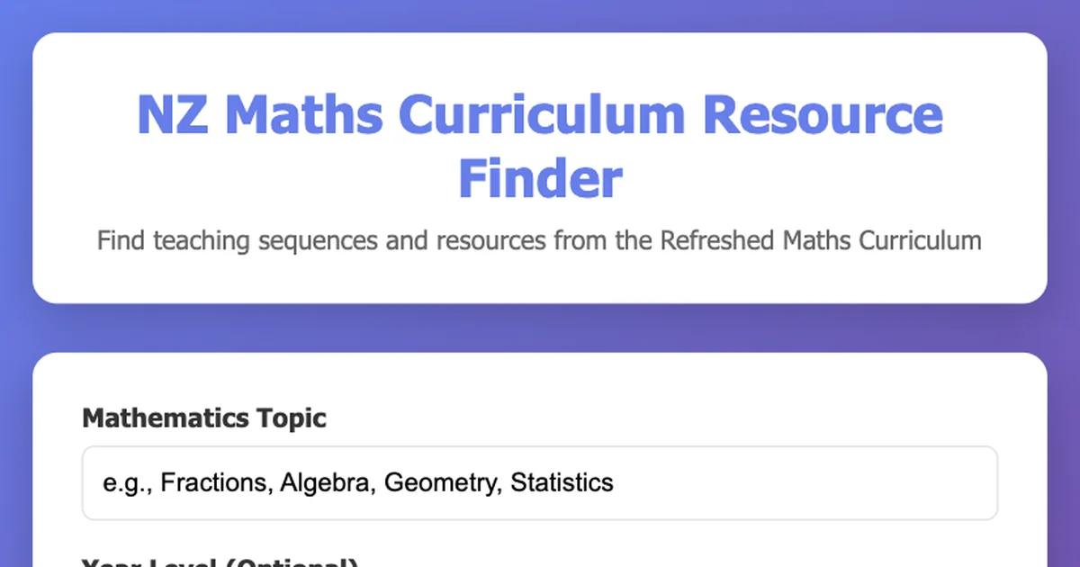 NZ Maths Curriculum Resource Finder - Teaching Sequences & Resources ...